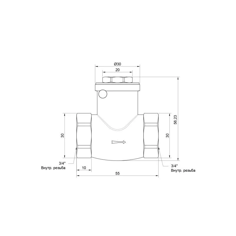 Обратный клапан 3/4" латунный для систем отопления и водоснабжения SD242W20