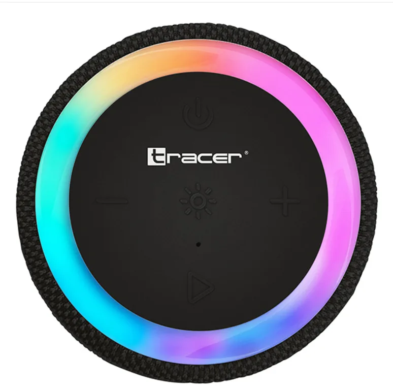 Блютуз колонка Tracer 14 Вт Черная IPX-6 RGB LED 10х10х25 см