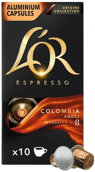 Кава L`OR капсули, Еспресо Колумбія, арабіка, 10 шт, Nespresso.