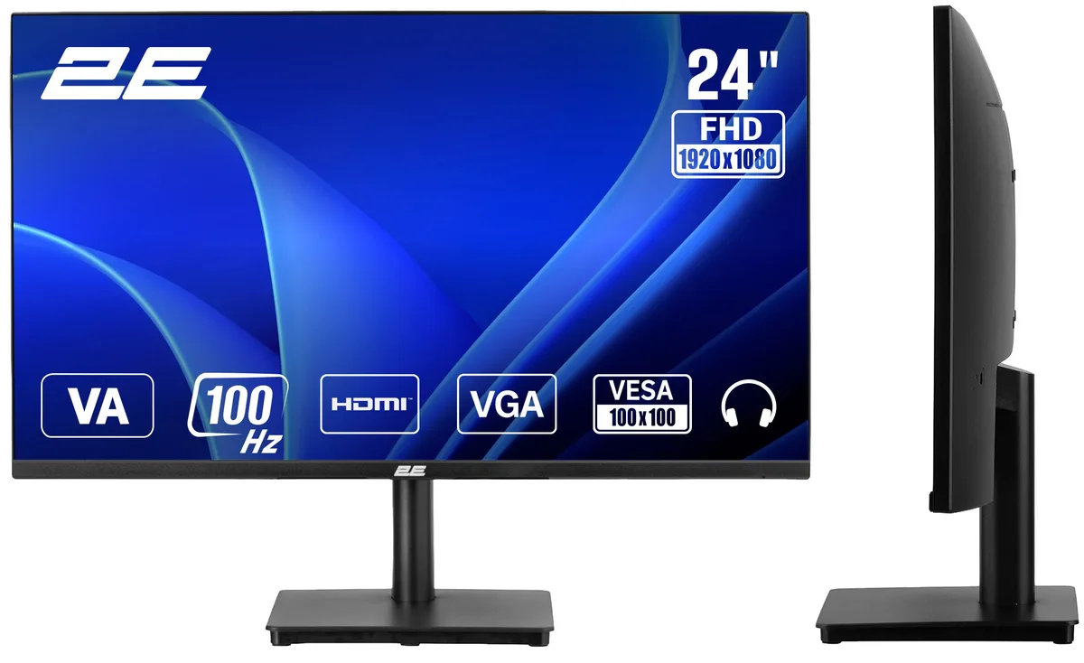 Монітор 2E VA 23.8" 100Гц Чорний