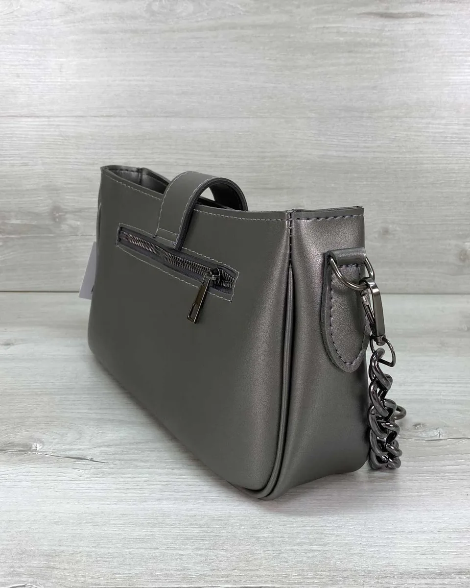 Жіноча сумка Welassie екокожа 28х8х15 см металлік