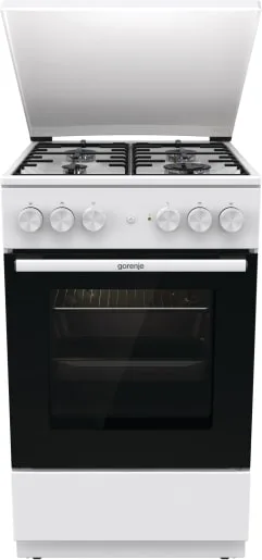 Комбінована плита Gorenje, 68 л, 50x60 см, з емальованими решітками та кришкою, біла.