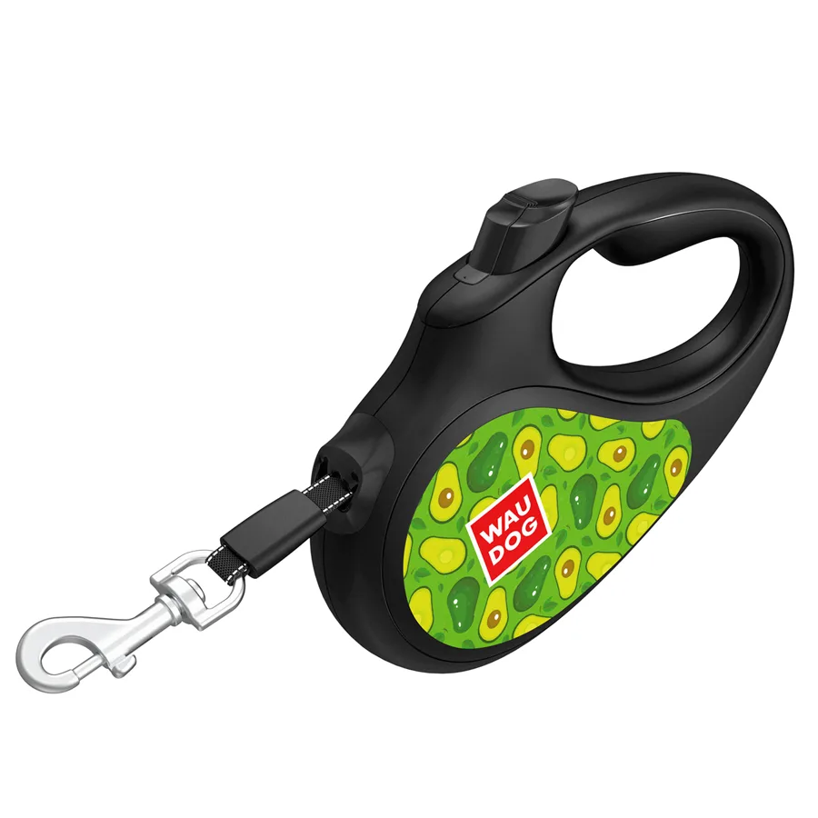 Повідець-рулетка WAUDOG R-leash M 5 м пластик чорний авокадо