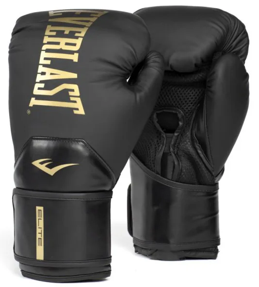 Боксерські рукавиці Everlast 16 унцій нітрил-бутадієн-каучук чорні золоті