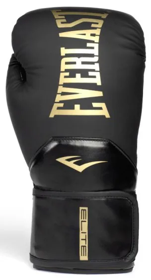Боксерські рукавиці Everlast 16 унцій нітрил-бутадієн-каучук чорні золоті