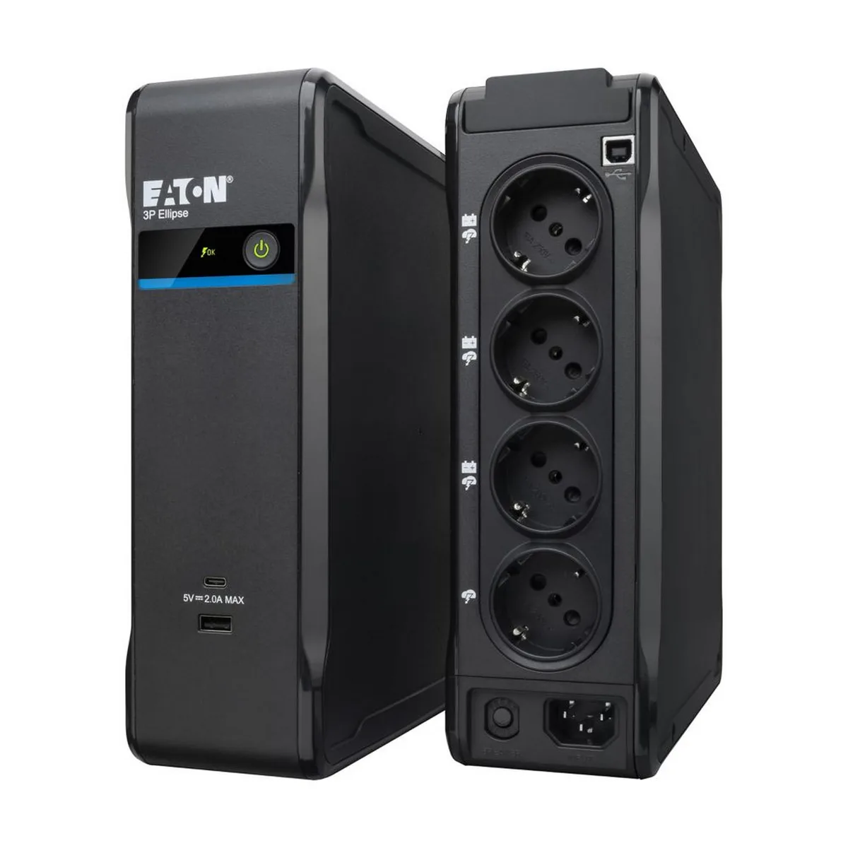 Джерело безперебійного живлення Eaton 900ВА 540Вт настільне 3 розетки Schuko 2 USB чорне