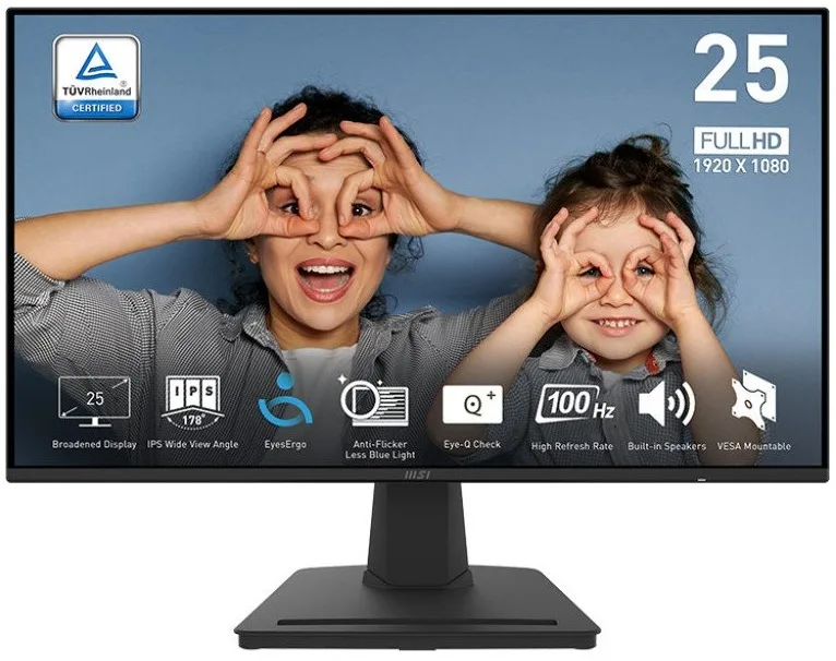 Монітор MSI 24.5" PRO MP252 HDMI, DP, MM, IPS, 100Hz, 1ms, sRGB 100%, AdaptiveSync