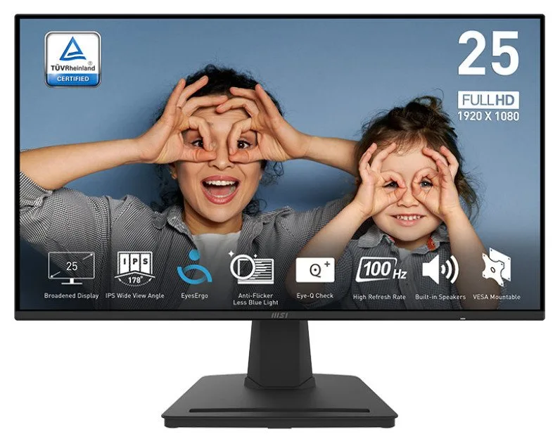 Монітор MSI 24.5" PRO MP252 HDMI, DP, MM, IPS, 100Hz, 1ms, sRGB 100%, AdaptiveSync