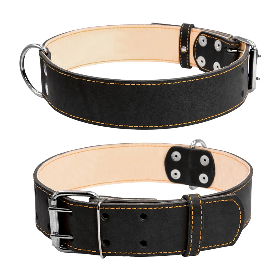 Нашийник CoLLaR подвійний 45мм 56-68см шкіряний чорний для собак