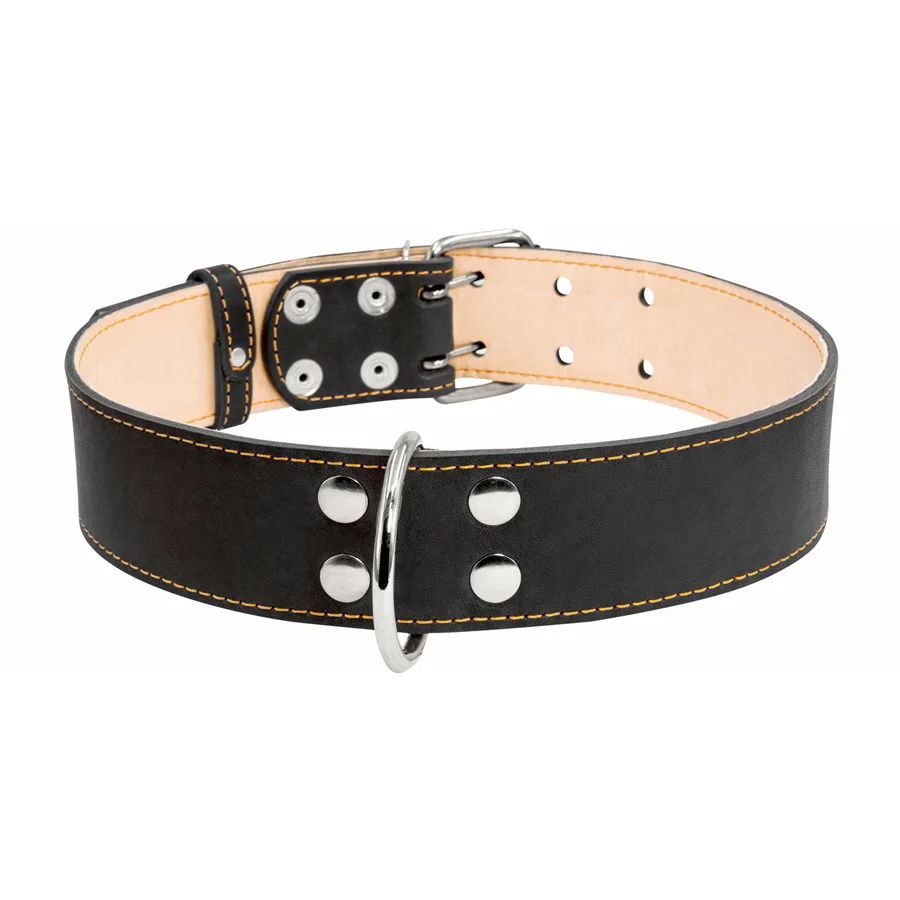 Нашийник CoLLaR двойной 45мм 56-68см кожаный черный для собак