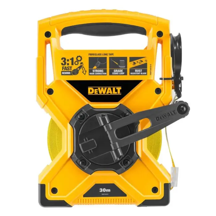 Рулетка DeWALT з волокна скловолокна, 30мх12мм, АБС-пластик, II клас точності.