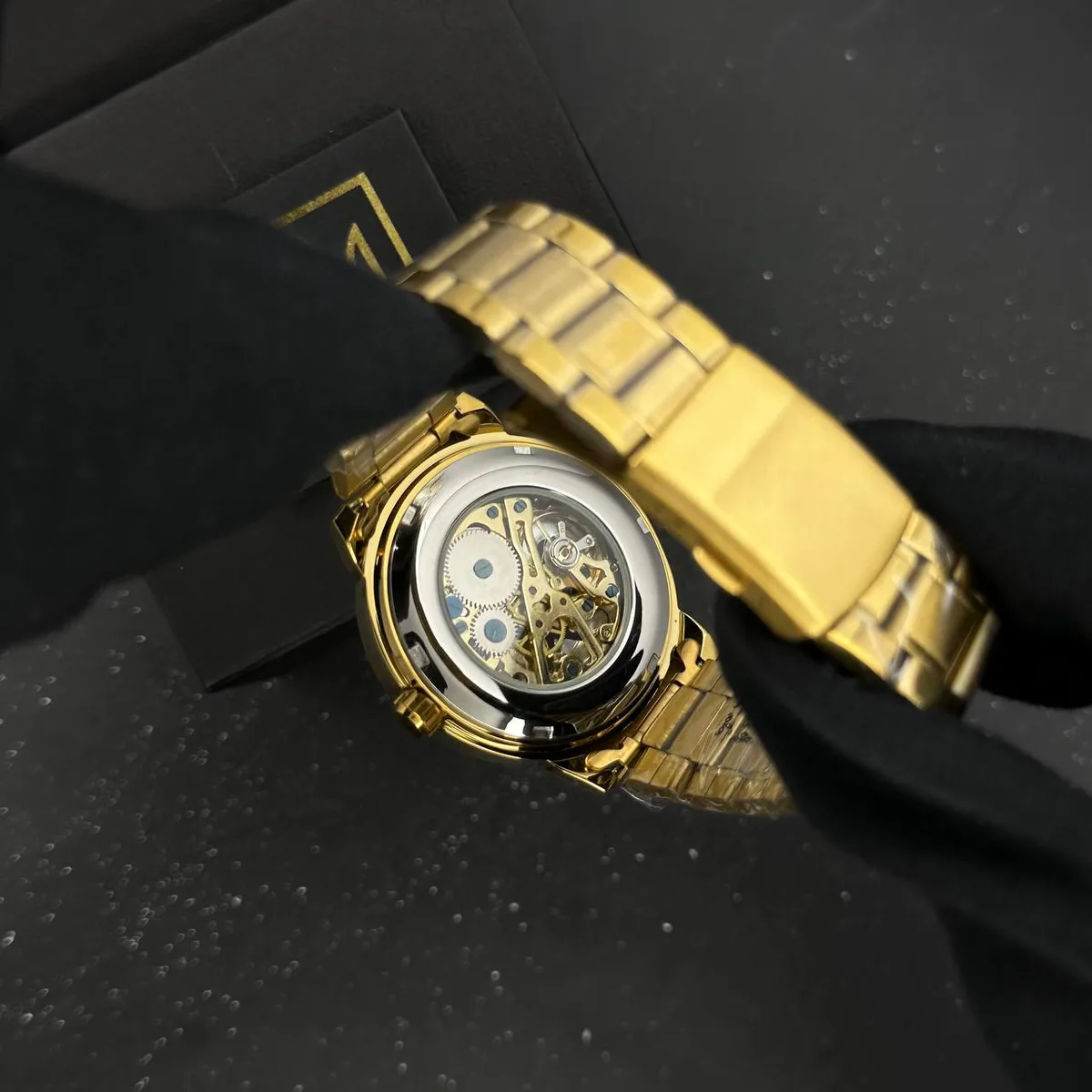 Механические часы Patriot 022 Gold-Gold нержавеющая сталь 40 мм золотые