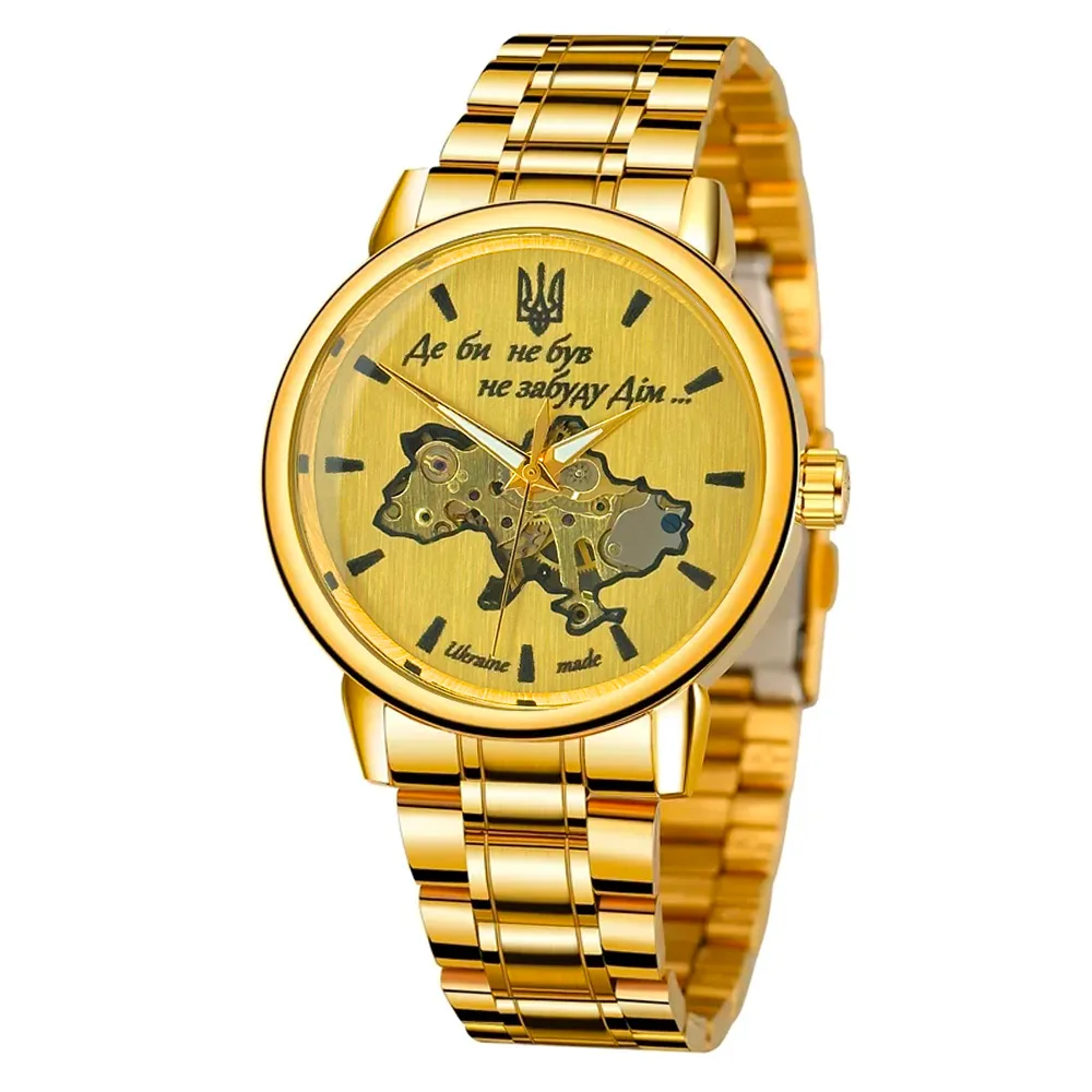 Механические часы Patriot 022 Gold-Gold нержавеющая сталь 40 мм золотые