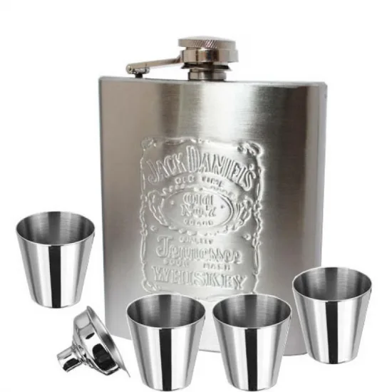 Набір для віскі Jack Daniels фляга 9 oz 270 мл нержавіюча сталь срібляста