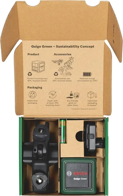 Лазерний нівелір Bosch Quigo Green зелений промінь для вирівнювання точність 0,6 мм/м до 12 м