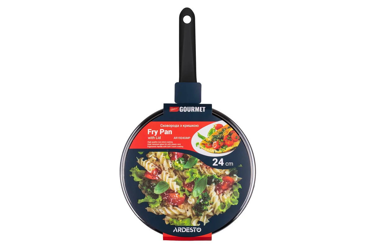 Сковорода з кришкою ARDESTO Gemini Gourmet Aosta, 24 см, алюміній, чорного кольору.