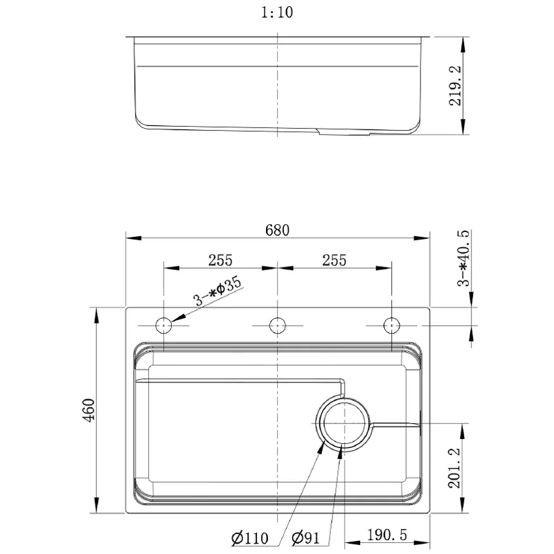 Мийка Mixxus нержавіюча сталь 680х460 мм Micro Decor 3 отвори
