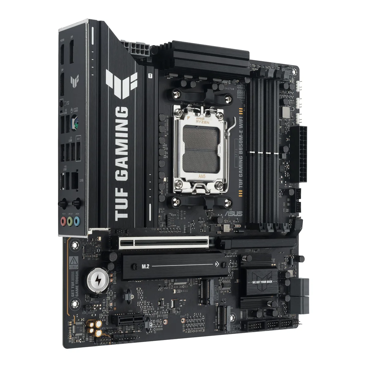 Материнcька плата ASUS TUF GAMING B850M-E WIFI sAM5 B850 4xDDR5 M.2 HDMI DP Wi-Fi BT mATX