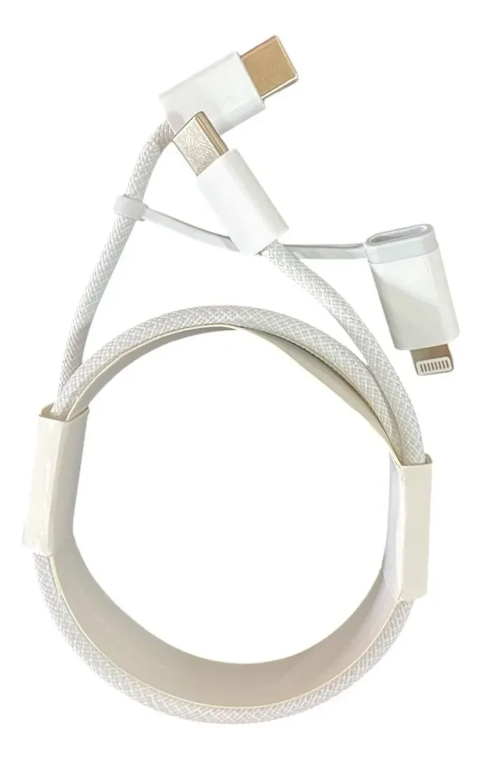 USB кабель 2в1 Type-C Lighting 1 м білий 60W
