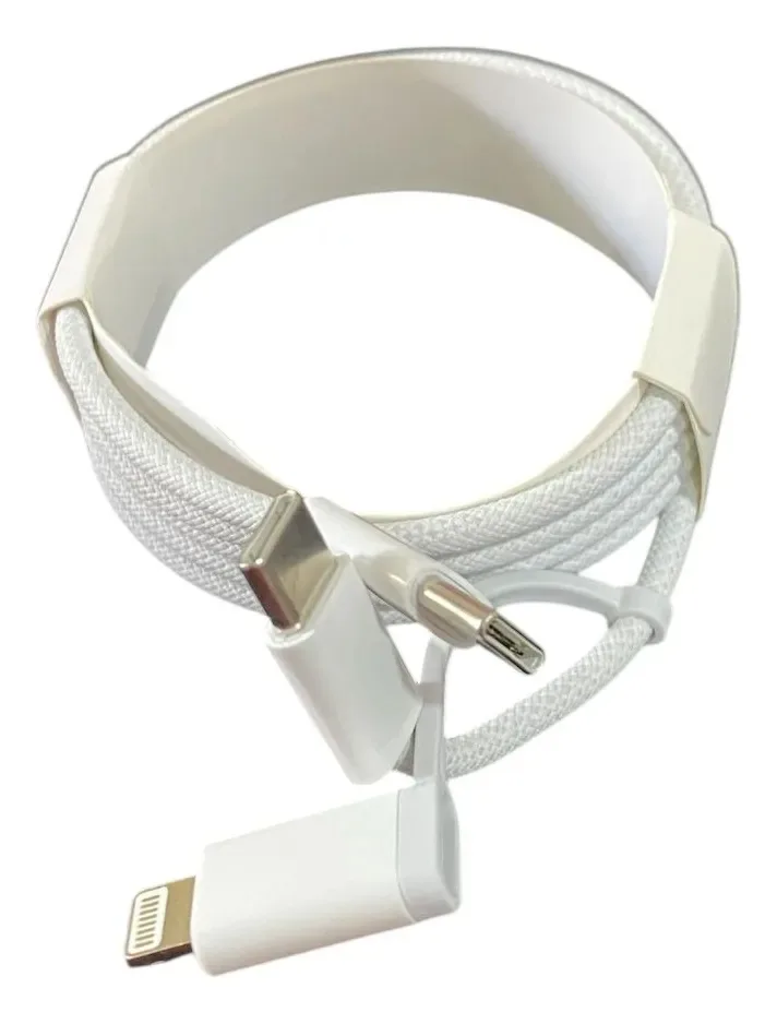 USB кабель 2в1 Type-C Lighting 1 м білий 60W