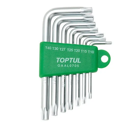 Набір ключів TORX Г-обр Toptul 7од T10-T40 Хром-ванадій Сріблястий