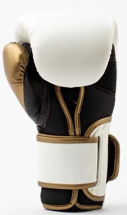 Боксерські рукавиці Everlast поліуретан 10 унцій білий золотий унісекс