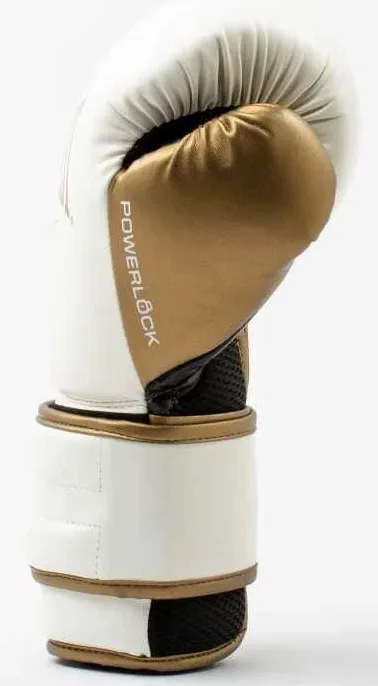 Боксерські рукавиці Everlast поліуретан 10 унцій білий золотий унісекс