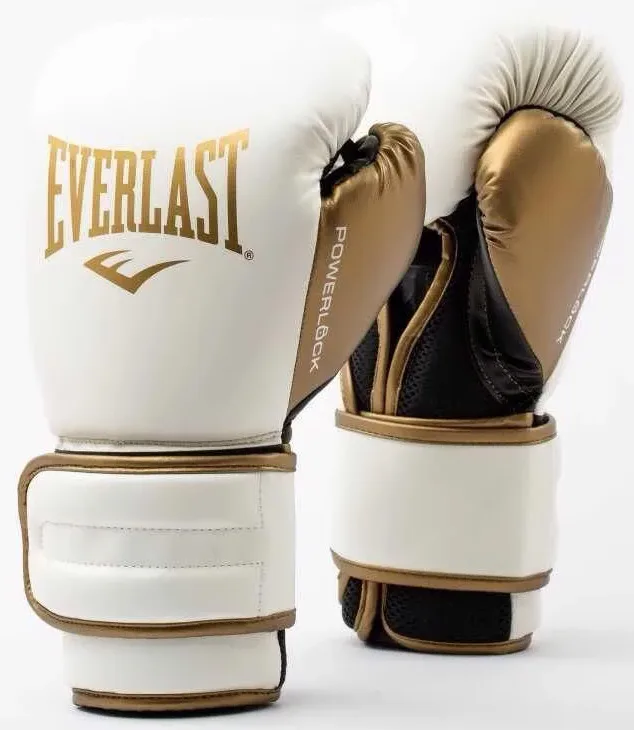 Боксерські рукавиці Everlast поліуретан 10 унцій білий золотий унісекс