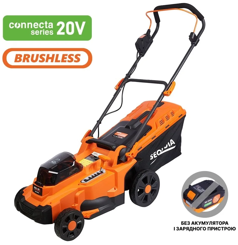 Акумуляторна газонокосарка SEQUOIA SBL4037B-E2W 40В (дві батареї по 20В), ширина скошування 37 см, об'єм травозбірника 35 л, висот