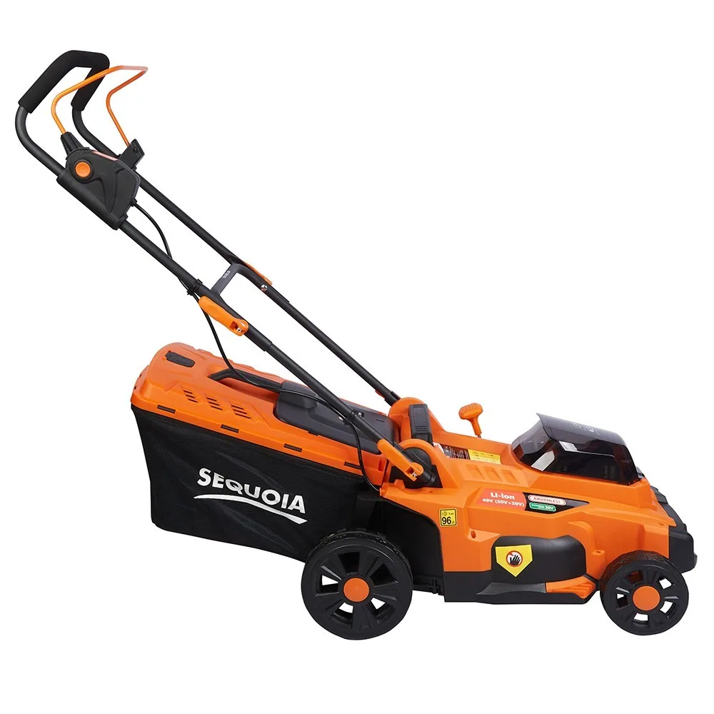 Акумуляторна газонокосарка SEQUOIA SBL4037B-E2W 40В (дві батареї по 20В), ширина скошування 37 см, об'єм травозбірника 35 л, висот
