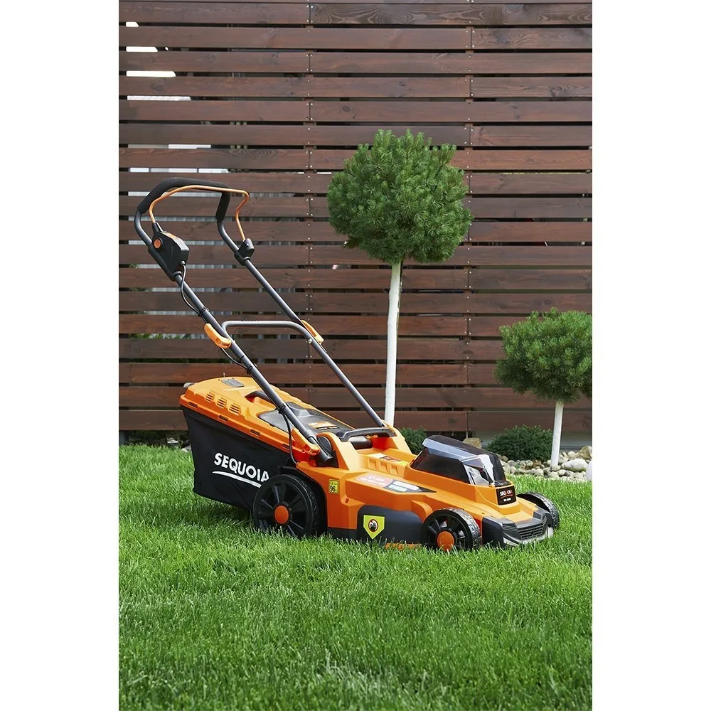 Акумуляторна газонокосарка SEQUOIA SBL4037B-E2W 40В (дві батареї по 20В), ширина скошування 37 см, об'єм травозбірника 35 л, висот